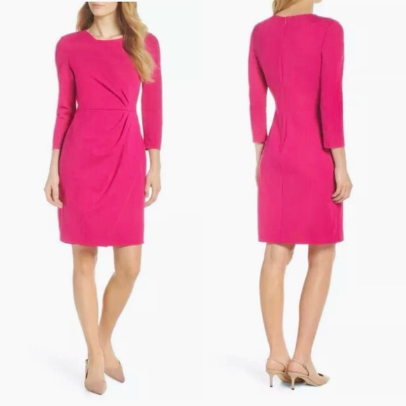Eliza J Dresses & Skirts - Eliza J. Faux Wrap Stretch Ponte Knit Sheath Dress Size 6